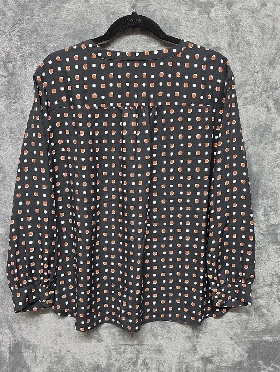 Investments Black Blouse with Orange and Cream Square Dot Print Sz XLP - Picture 5 of 6